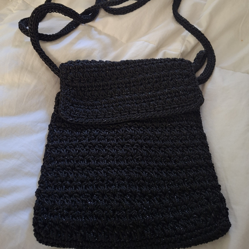 Black crochet bag